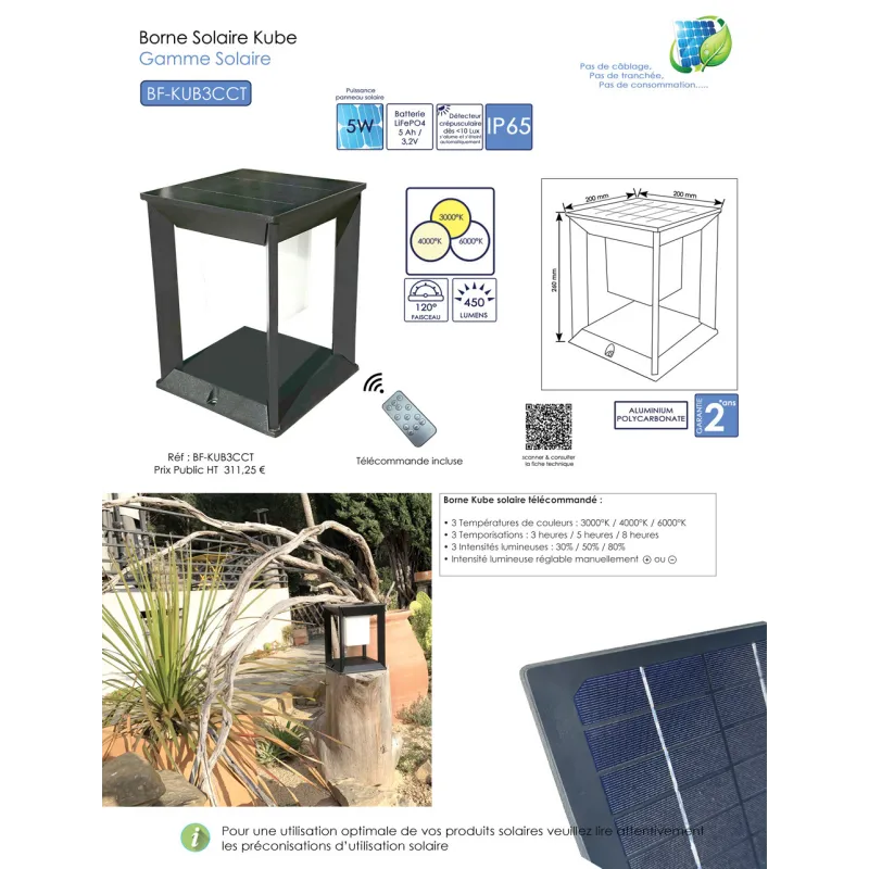 borne-led-potelet-solaire-26cm-450-lumens