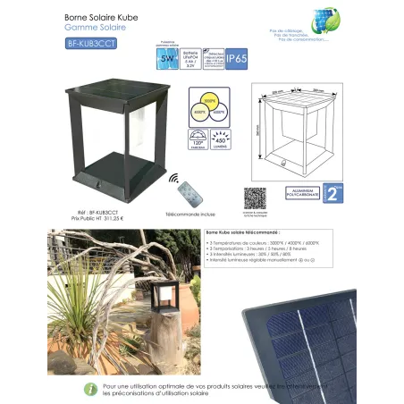borne-led-potelet-solaire-26cm-450-lumens