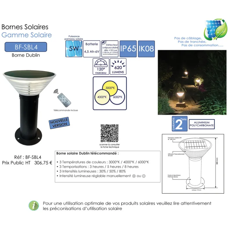 borne-led-potelet-solaire-38cm-620-lumens