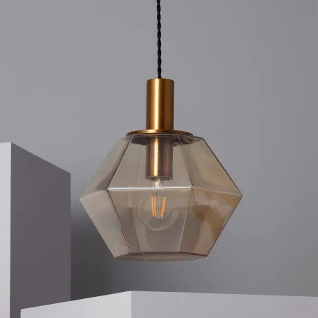 suspension-verre-effet-diamant-metal-dore-culot-e27