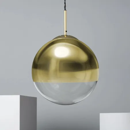 suspension-metal-et-boule-dore-30cm-culot-e27