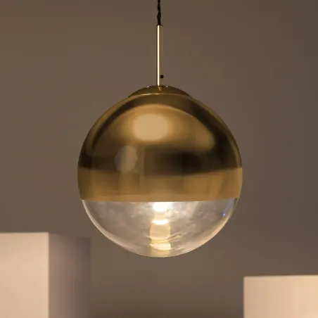 suspension-metal-et-boule-dore-30cm-culot-e27