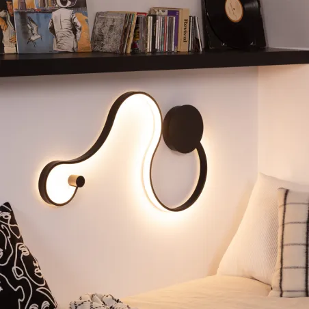 Applique murale noire led flexible moderne 3000k-1650 lumens