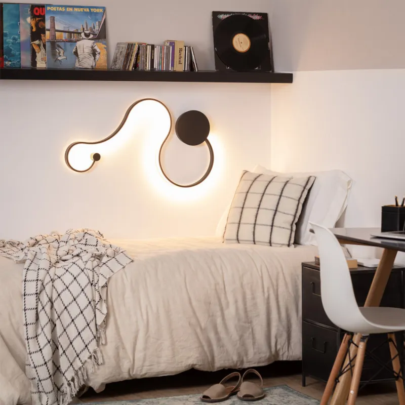 Applique murale noire led flexible moderne 3000k-1650 lumens