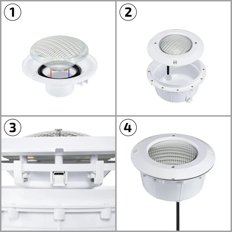 ampoule piscine par56 led remplacement halogene 300w etanche ip68 blanc chaud 3000k