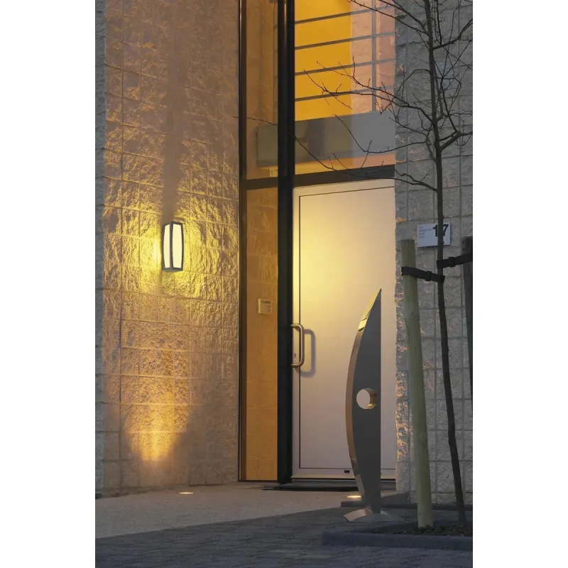 MERIDIAN BOX SENSOR, applique extérieure, diffuseur opalescent, anthracite, E27, 25W max, IP54, détecteur de mouvements
