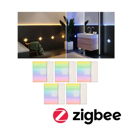 LumiTiles Basic Set Square 10x10cm 5x0,75W RGBW blanc Plastique/Alu