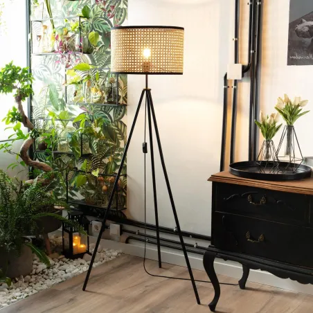 lampadaire-145cm-abat-jour-rotin-culot-e27-pied-noir