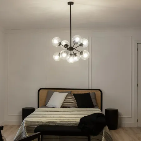 suspension-metal-noir-8-boules-verre-culot-e27