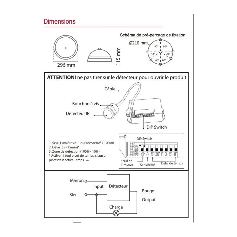 LED HUBLOT 18 W 230 V ANTHR 4500 K + SENSOR IR IP65 CLASSE II