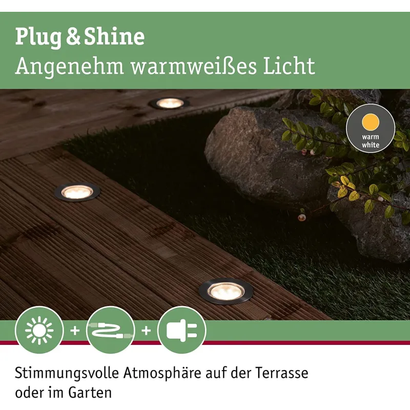 Luminaire encastré dans le sol Plug & Shine Floor Eco IP65 3000K 1W 24V argent