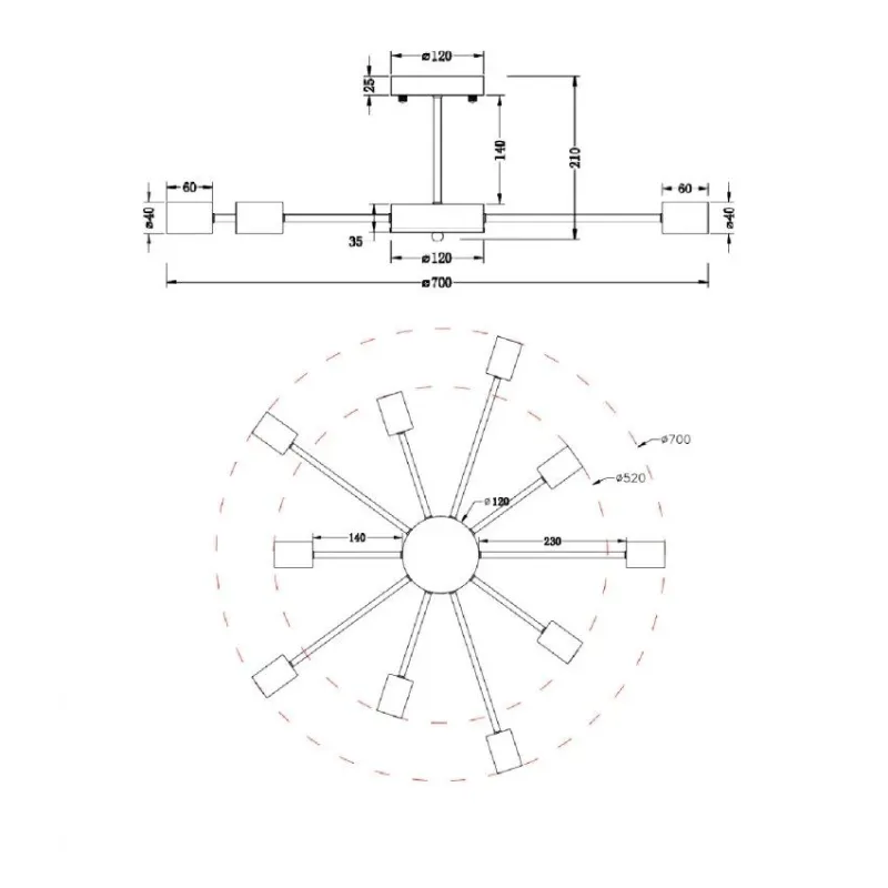 plafonnier-luminaire-metal-metal-10-tetes-culot-e27