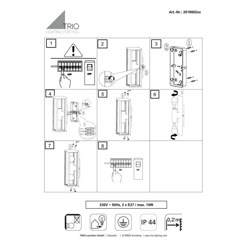 TRIO Applique extérieur antracite et transparent claire GARONNE - P...