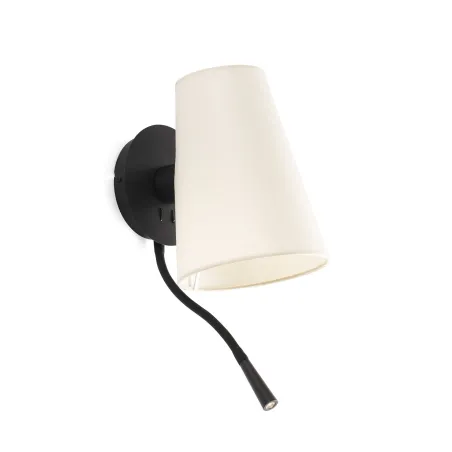 LUPE Lampe applique avec lecteur noire/beige