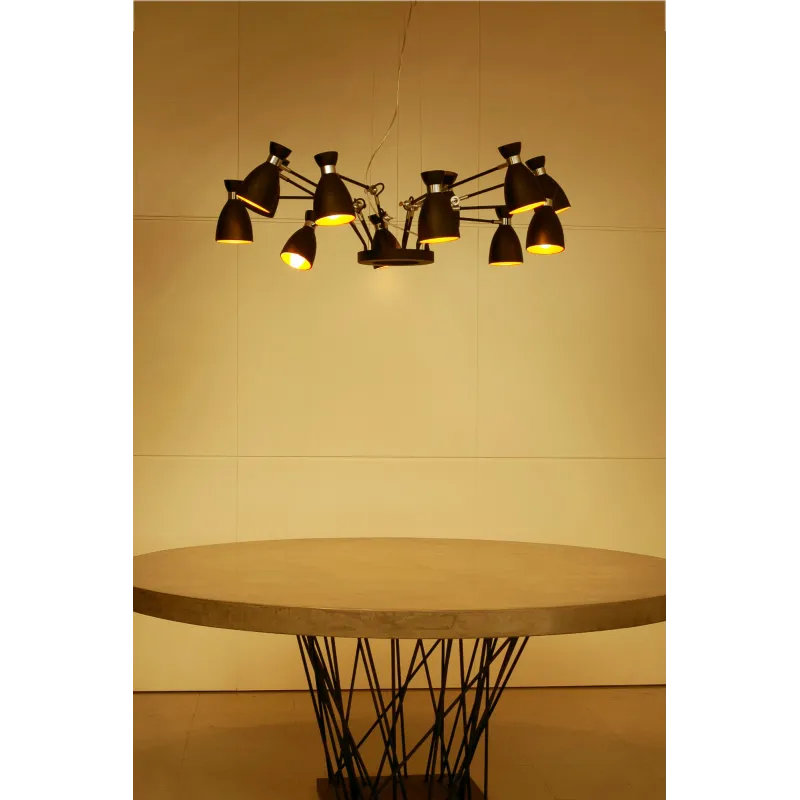 RETRO 12L Lampe suspension noire et cuivre