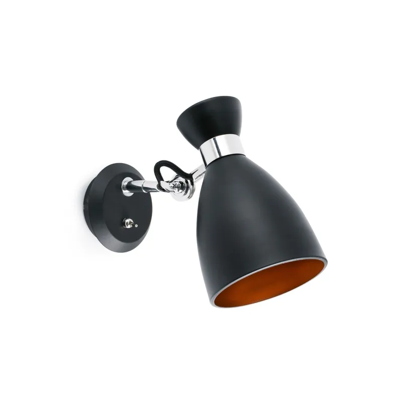 RETRO Lampe applique noire et cuivre