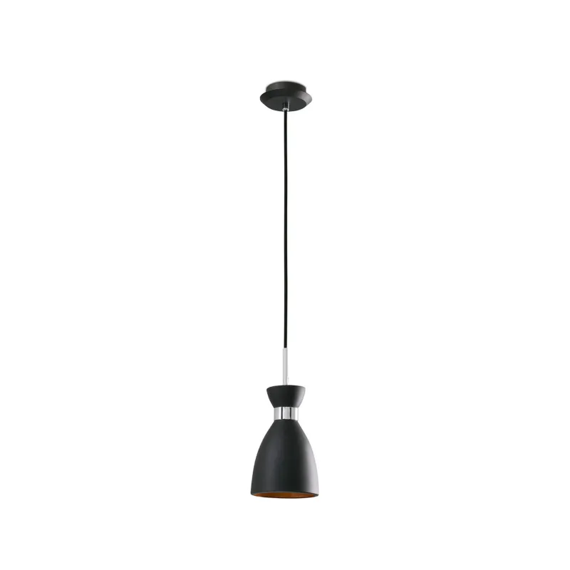 RETRO Lampe suspension noire et cuivre