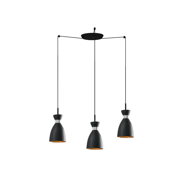 RETRO 3L Lampe suspension noire et cuivre