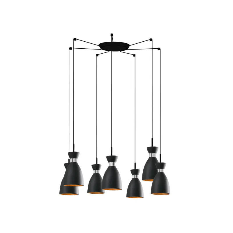 RETRO 7L Lampe suspension noire et cuivre