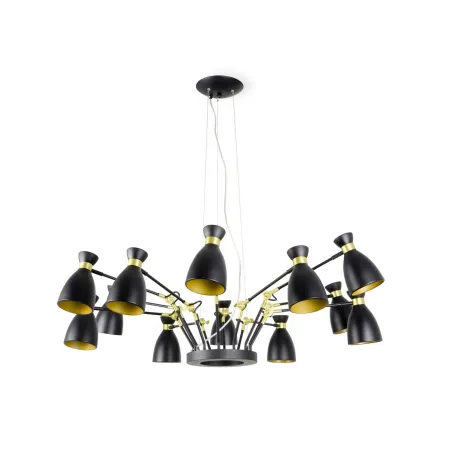 RETRO 12L Lampe suspension noire et or satiné