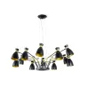 RETRO 12L Lampe suspension noire et or satiné