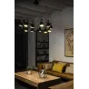 RETRO 12L Lampe suspension noire et or satiné