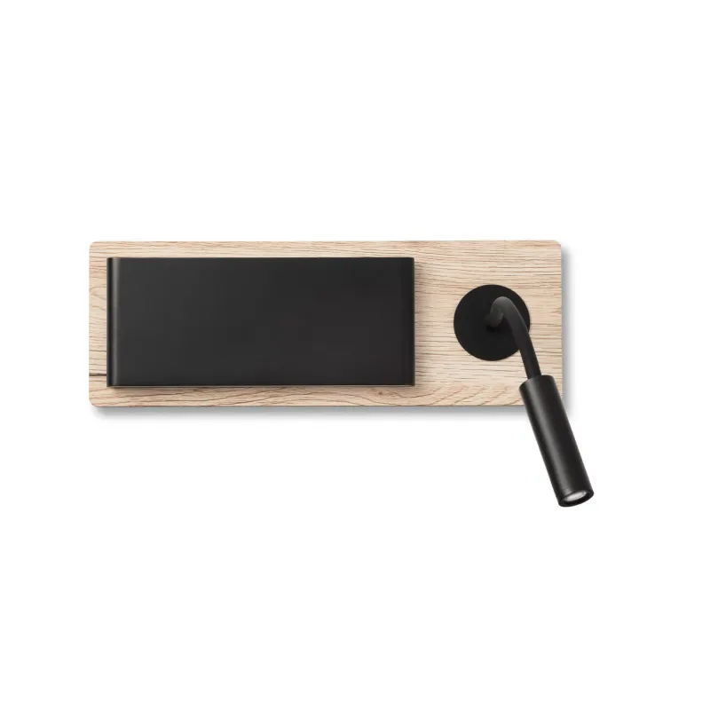 MOOD RCT Lampe applique noire et bois avec lecteur