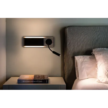 MOOD RCT Lampe applique noire et bois avec lecteur