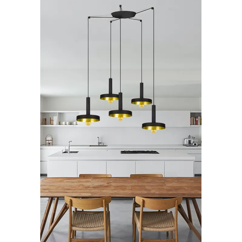 WHIZZ 5L Lampe suspension noire/or