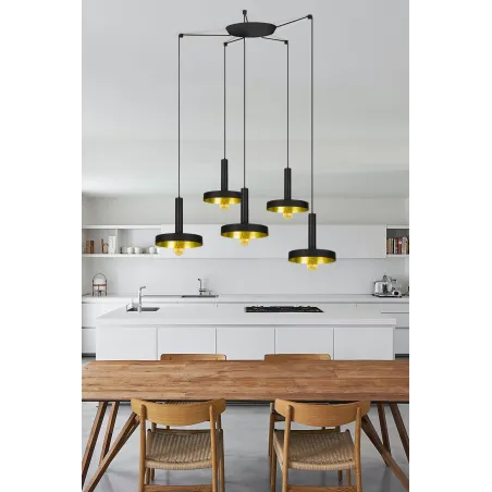 WHIZZ 5L Lampe suspension noire/or