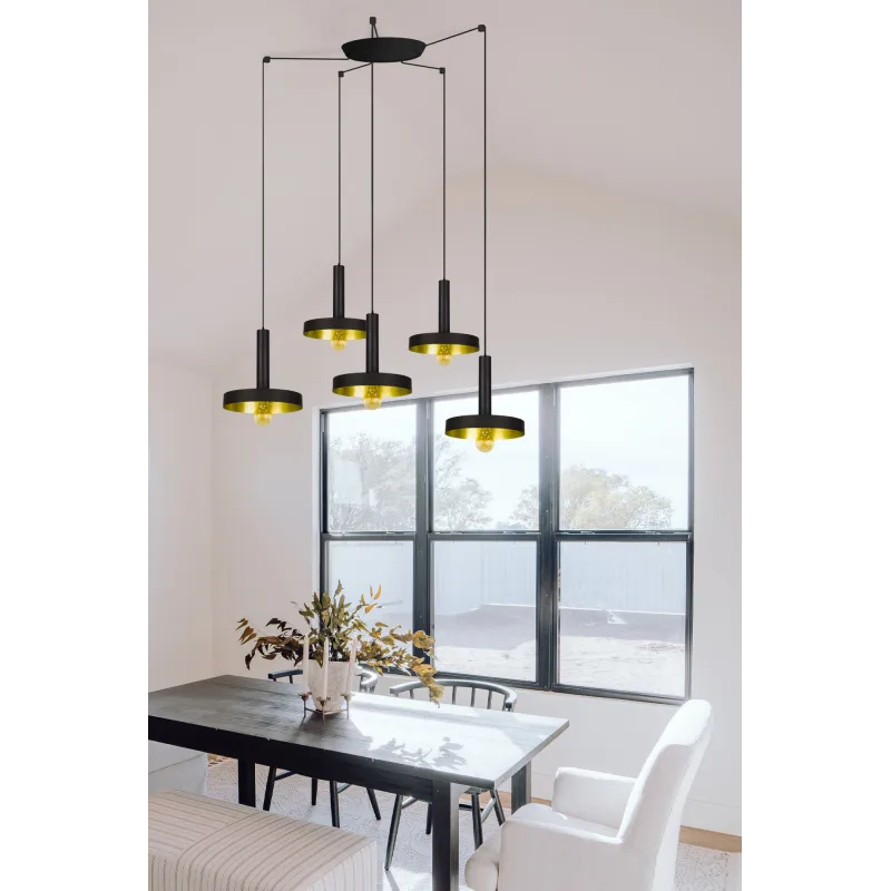 WHIZZ 5L Lampe suspension or/noire