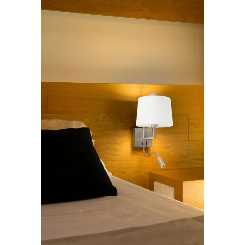 FRAME Lampe applique nickel mat/blanc avec lecteur LED