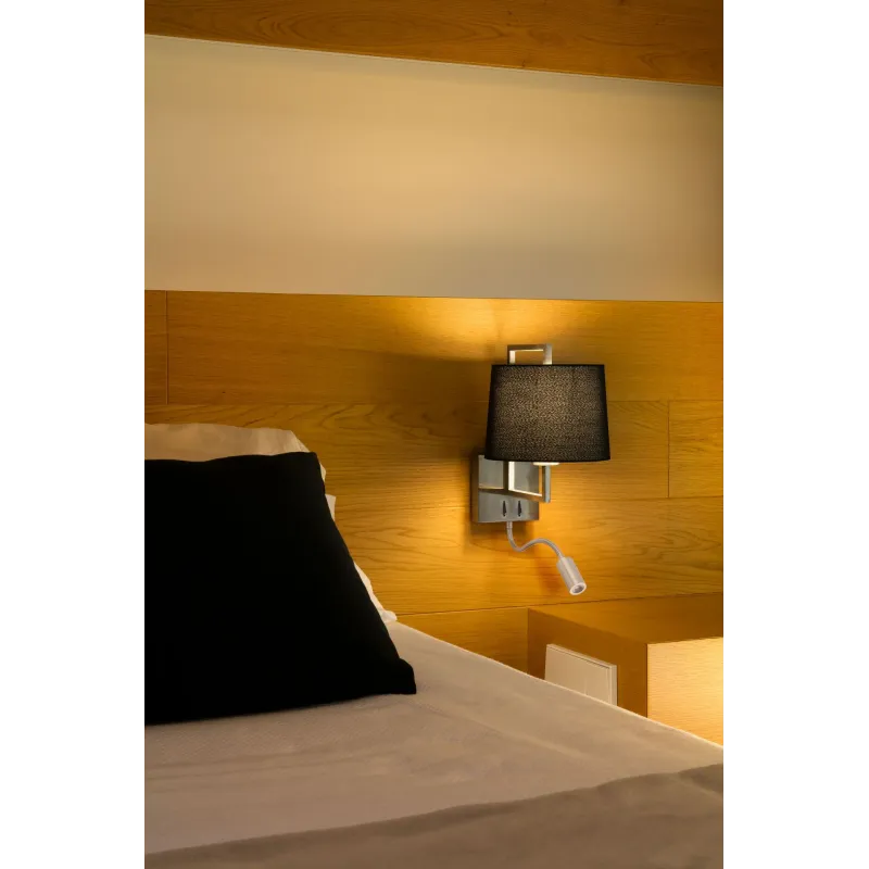 FRAME Lampe applique nickel mat/noire avec lecteur LED