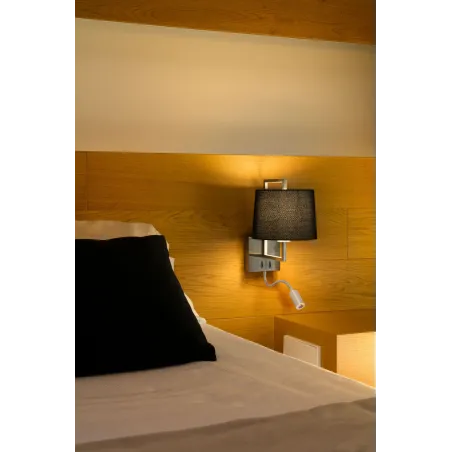 FRAME Lampe applique nickel mat/noire avec lecteur LED