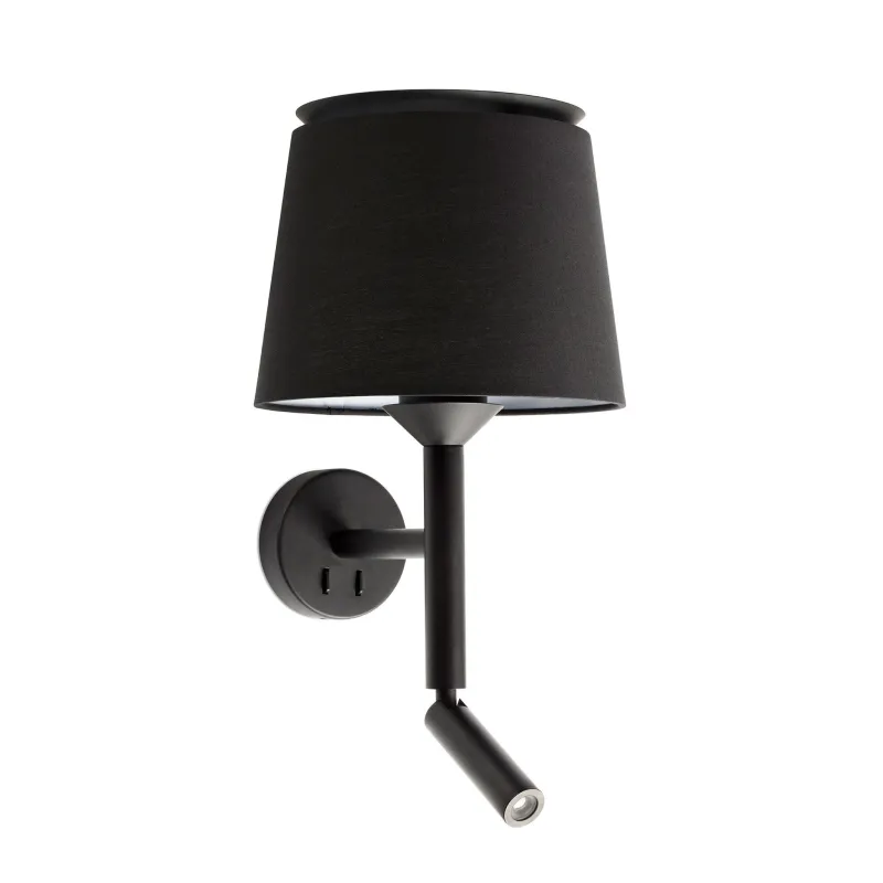 SAVOY Lampe applique avec lecteur noire/noire
