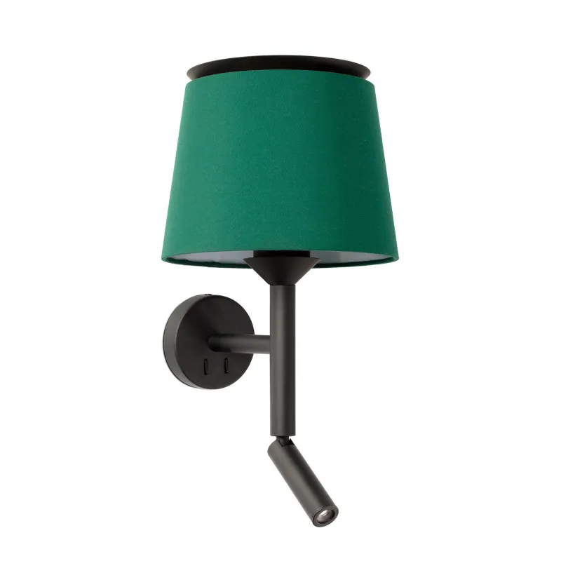 SAVOY Lampe applique avec lecteur con lettore noire/vert