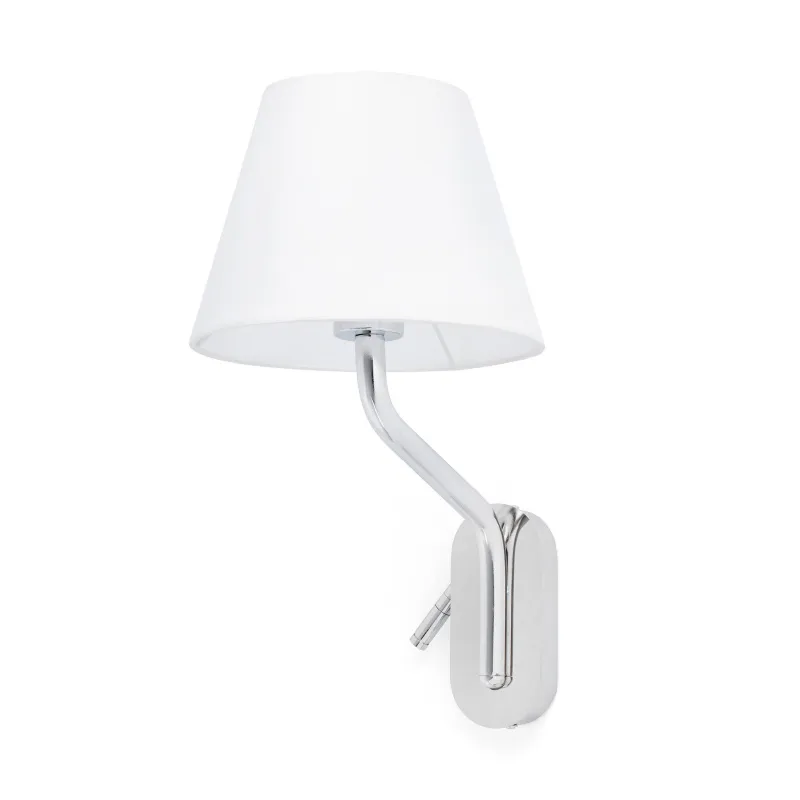 ETERNA Lampe applique avec lecteur droite chrome/blanc