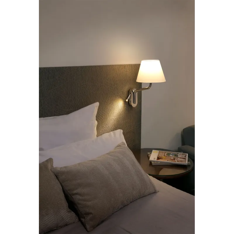 ETERNA Lampe applique avec lecteur droite chrome/beige