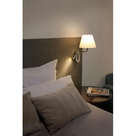 ETERNA Lampe applique avec lecteur droite chrome/beige