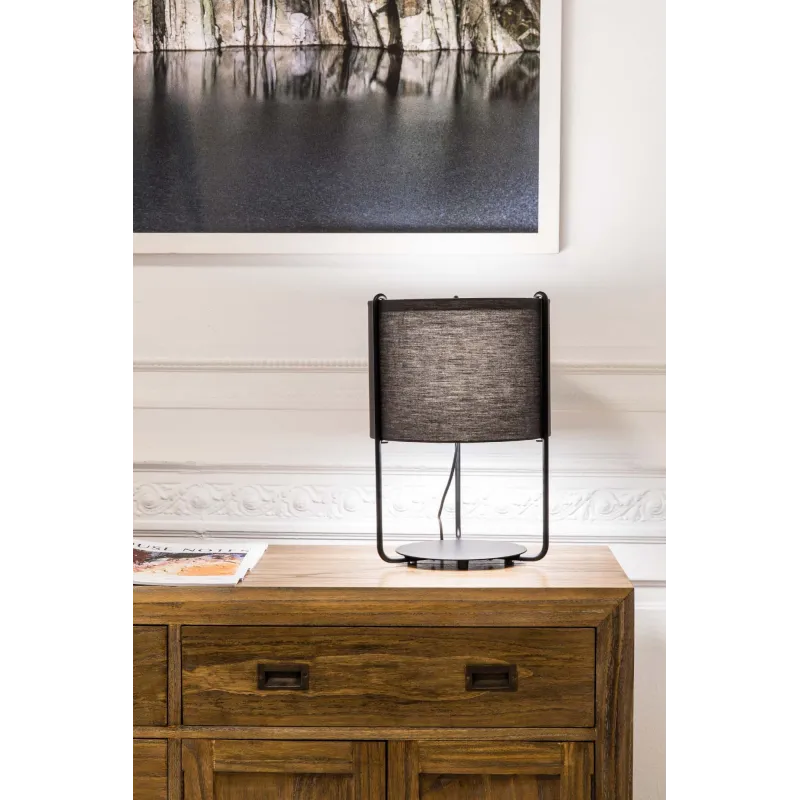 DRUM Lampe de table noire/gris