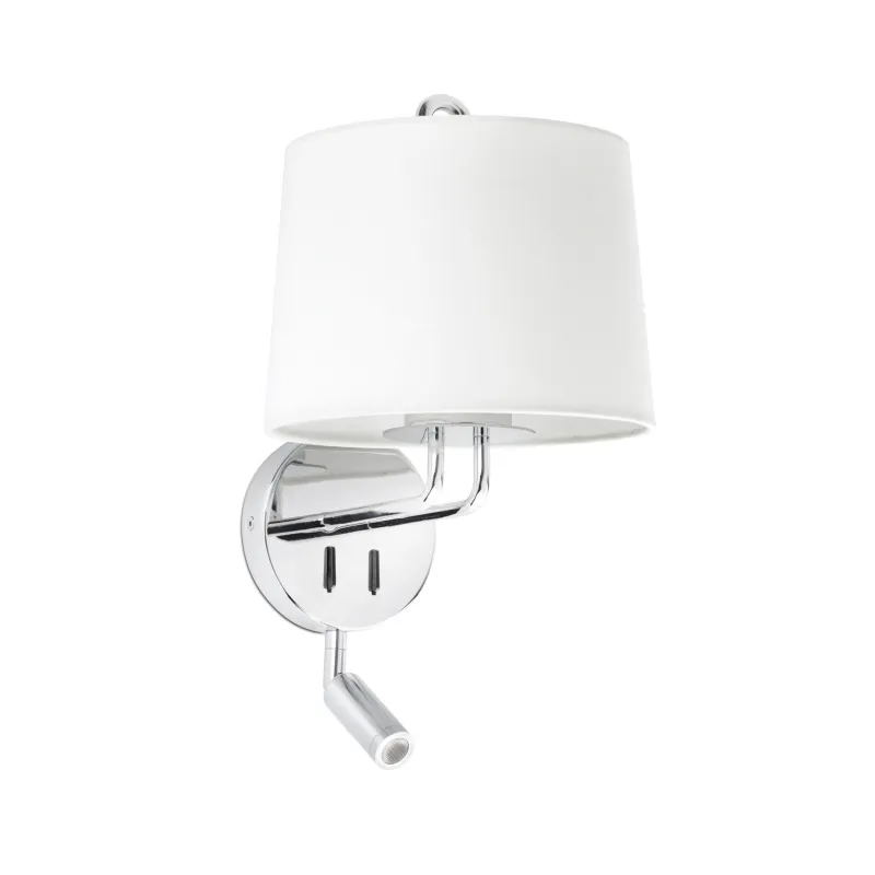 MONTREAL Lampe applique avec lecteur chrome/blanc