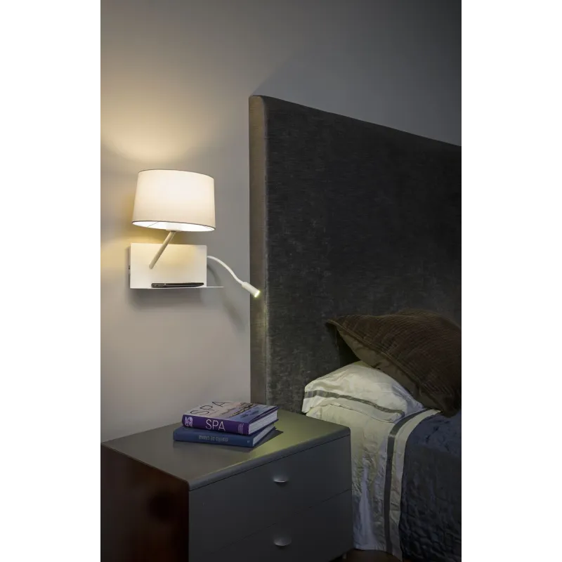 HANDY Lampe applique blanche avec lecteur LED gauche