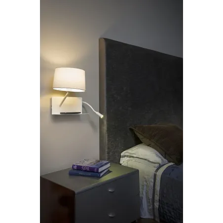 HANDY Lampe applique blanche avec lecteur LED gauche