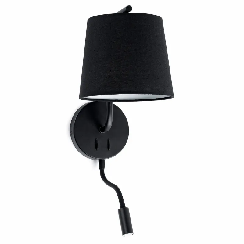 BERNI Lampe applique noire avec liseuse LED