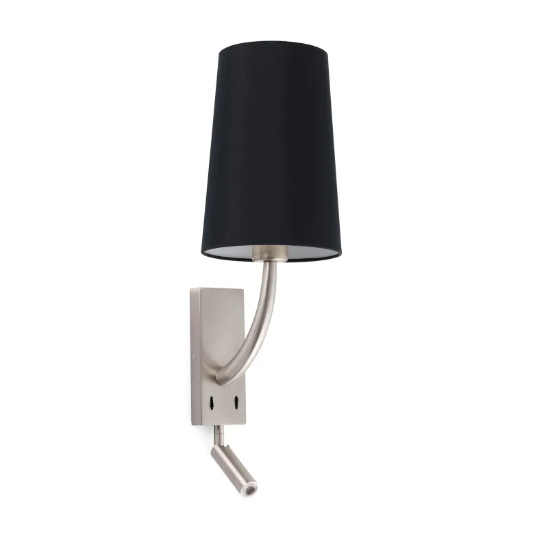 REM Lampe applique nickel mat/noire avec lecteur LED