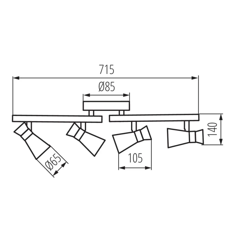 MILENO EL-4I B-AG Applique plafonnier 4 têtes
