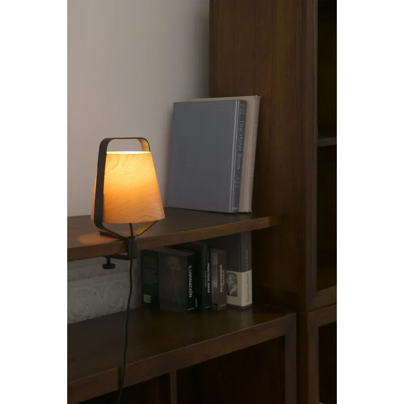 STOOD Lampe avec pince noire et bois
