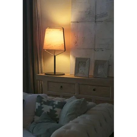 STOOD Lampe table moire et bois