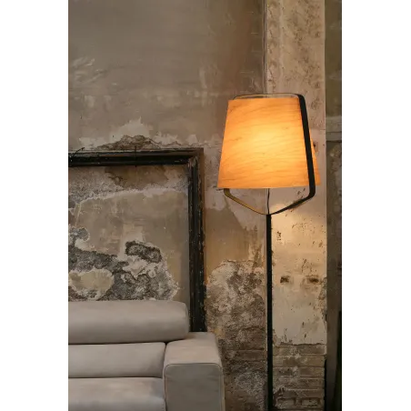 STOOD Lampadaire noire et bois