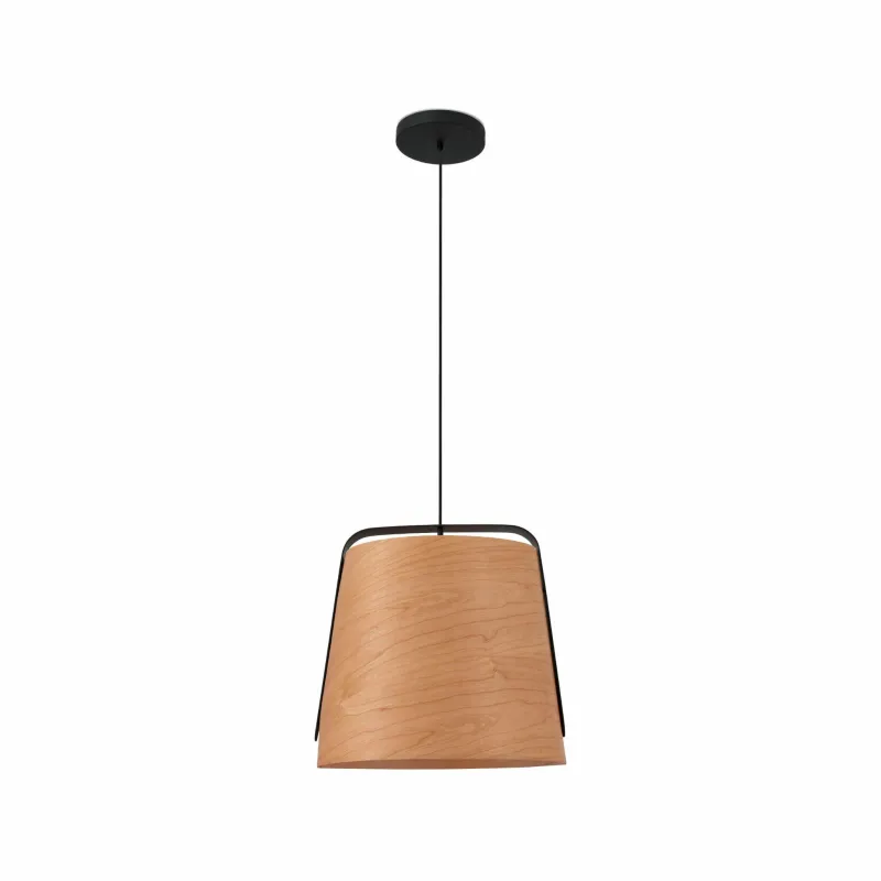 STOOD Lampe suspension noire et bois